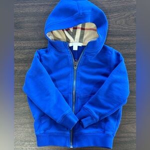 Boys 4T blue Burberry zip-up hoodie